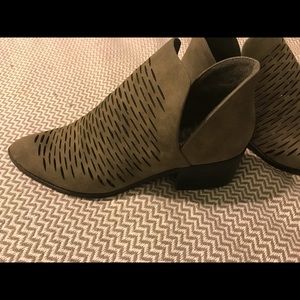 gray laser-cut ankle boots